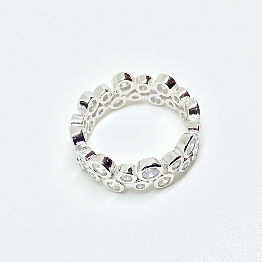 Solid 925 Silver and Cubic Zirconium Bubble Ring - Picture 6 of 6